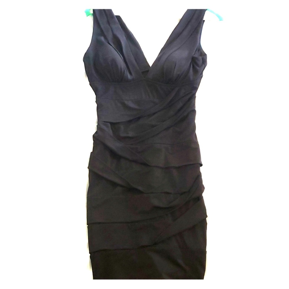 Black body-contouring mini dress